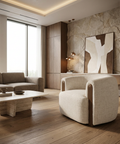 Kornelia Oatmeal Fabric Barrel Accent Chair