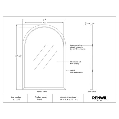 Walnut Wood Modern Wall Mirror-5