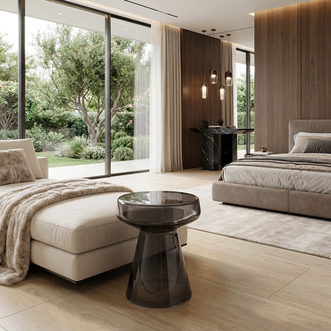 Lavinia Tinted Black Glass End Table 