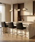 Leighland Coal Modern Faux Leather Counter Stool
