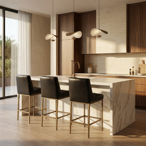 Leighland Coal Modern Faux Leather Counter Stool