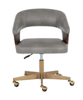 Leonce Bravo Metal Faux Leather Swivel Office Chair-2