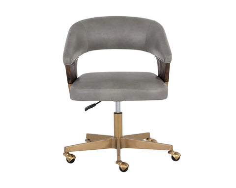Leonce Bravo Metal Faux Leather Swivel Office Chair-2