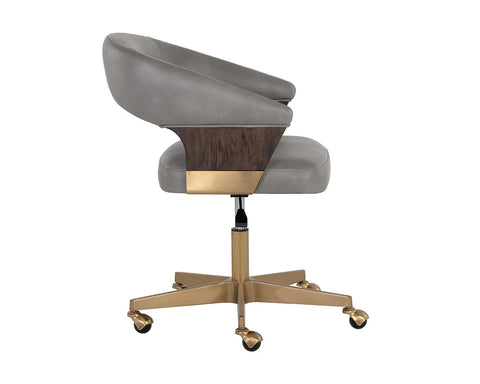 Leonce Bravo Metal Faux Leather Swivel Office Chair-3