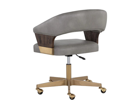 Leonce Bravo Metal Faux Leather Swivel Office Chair-4