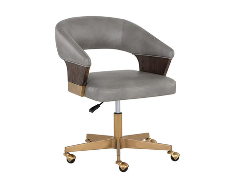 Leonce Bravo Metal Faux Leather Swivel Office Chair