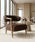 Lewis Mocha Fabric Open Back Accent Chair 