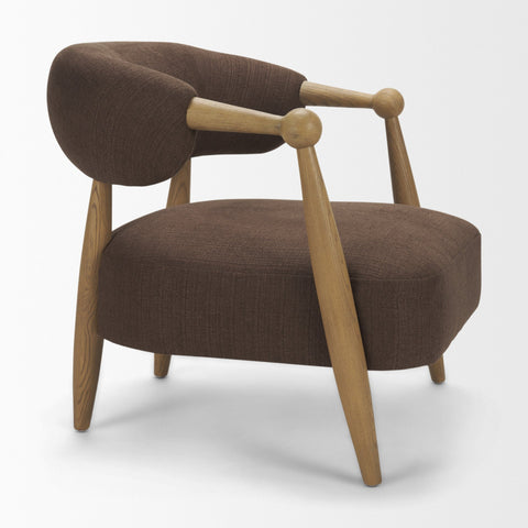 Lewis Mocha Fabric Open Back Accent Chair -6