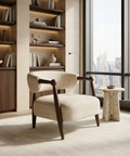 Lewis Oatmeal Fabric Open Back Accent Chair