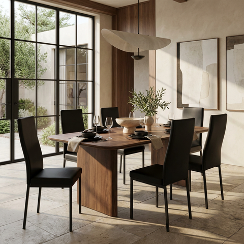 Licorice Curve Black Upholstered Dining Chair - Set of 2 Amisco