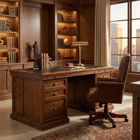 Lifestyle Reclaimed Wood African Dusk Executive Double Desk