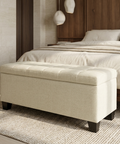 Lila Beige Storage Ottoman Bench
