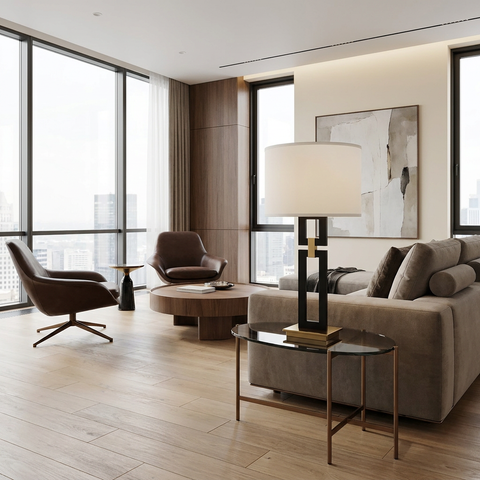 Lila Matte Black & Gold Table Lamp 