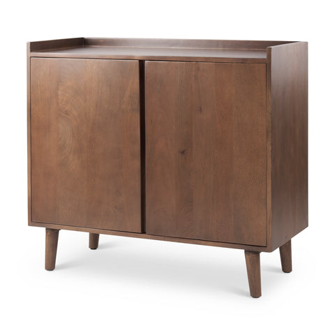 Lillie Medium Brown Mango Wood Tray-Top Accent Cabinet-1