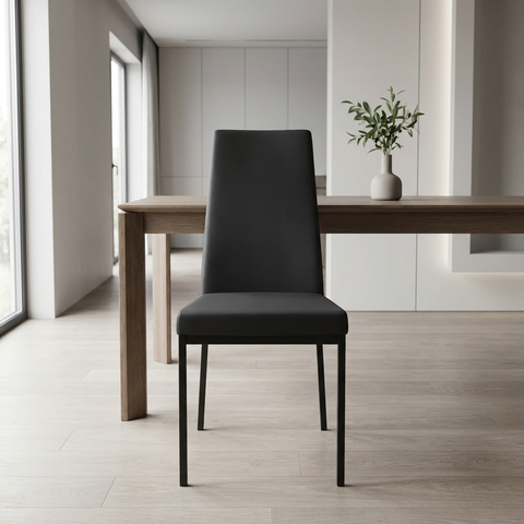 Linea Ink Black Modern Faux Leather Dining Chair