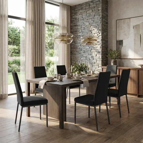 Linea Ink Black Modern Faux Leather Dining Chair