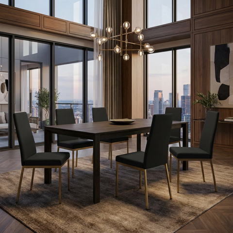 Linea Ink Gold Modern Faux Leather Dining Chair 