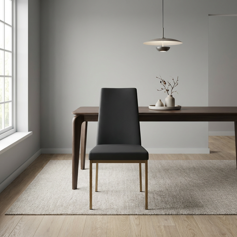Linea Ink Gold Modern Faux Leather Dining Chair 