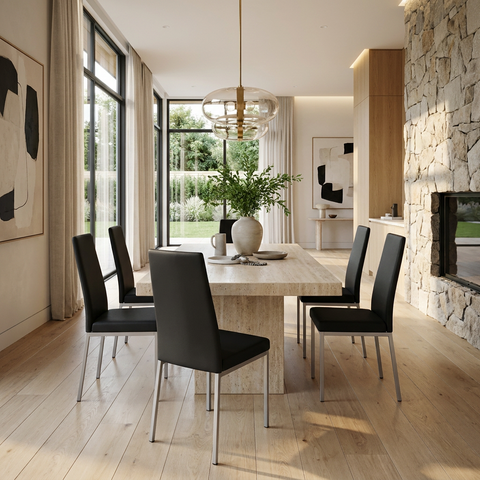 Linea Ink Grey Modern Faux Leather Dining Chair 
