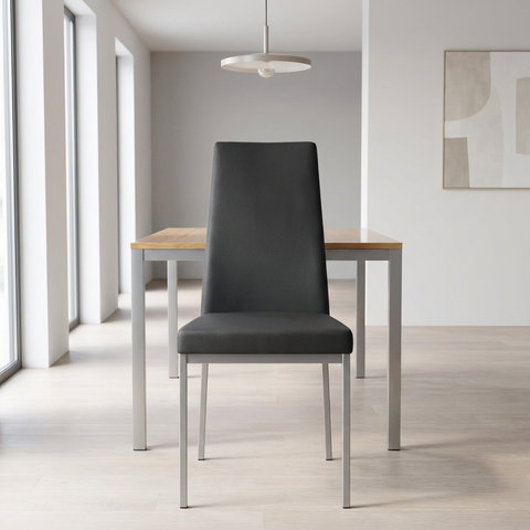 Linea Ink Grey Modern Faux Leather Dining Chair 