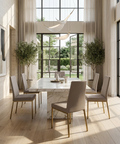Linea Limestone Gold Modern Vinyl Dining Chair 