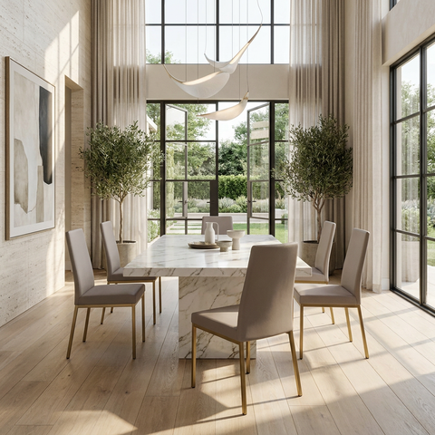 Linea Limestone Gold Modern Vinyl Dining Chair 
