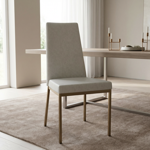Linea Limestone Gold Modern Vinyl Dining Chair -1