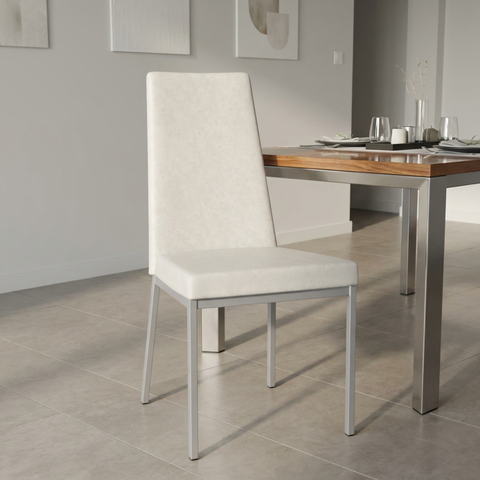Linea Limestone Grey Modern Vinyl Dining Chair-1