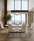 Linea Oyster Gold Modern Faux Leather Dining Chair 