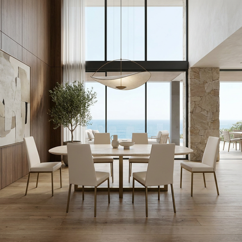 Linea Oyster Gold Modern Faux Leather Dining Chair 
