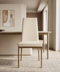 Linea Oyster Gold Modern Faux Leather Dining Chair 