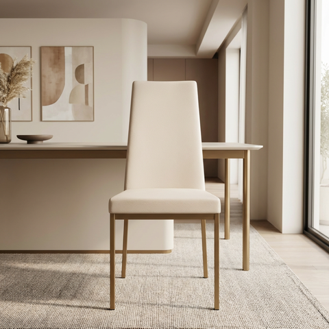 Linea Oyster Gold Modern Faux Leather Dining Chair 