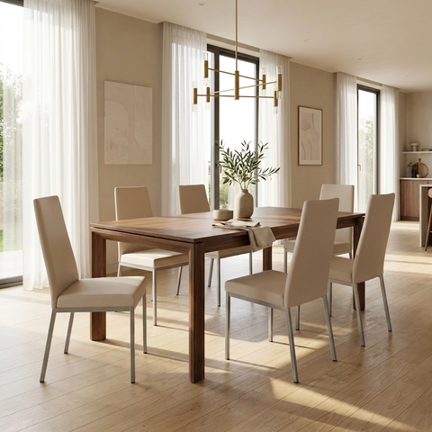 Linea Oyster Grey Modern Faux Leather Dining Chair 