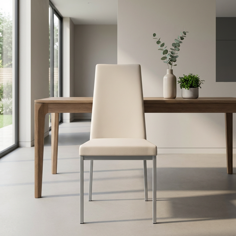 Linea Oyster Grey Modern Faux Leather Dining Chair 