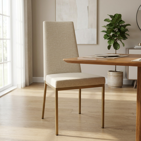 Linea Pebble Gold Modern Upholstered Dining Chair 