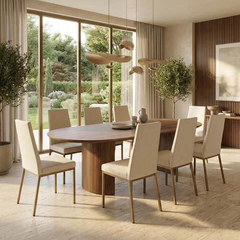 Linea Pebble Gold Modern Upholstered Dining Chair 