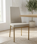 Linea Sleet Gold Modern Upholstered Dining Chair - Set of 2 Amisco