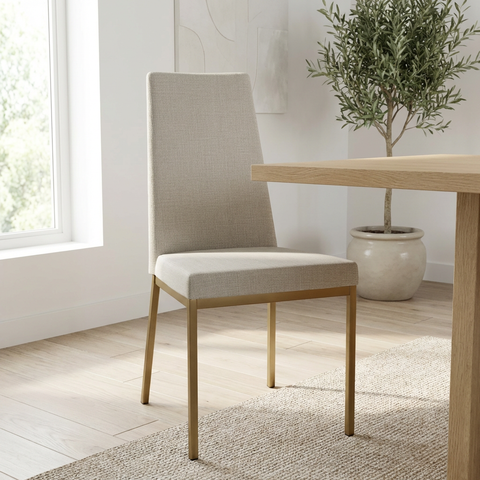 Linea Sleet Gold Modern Upholstered Dining Chair - Set of 2 Amisco