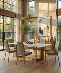 Linea Stratus Gold Modern Faux Leather Dining Chair