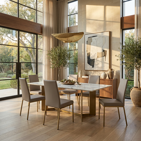 Linea Stratus Gold Modern Faux Leather Dining Chair