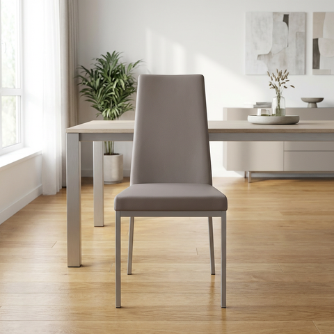 Linea Stratus Grey Modern Faux Leather Dining Chair