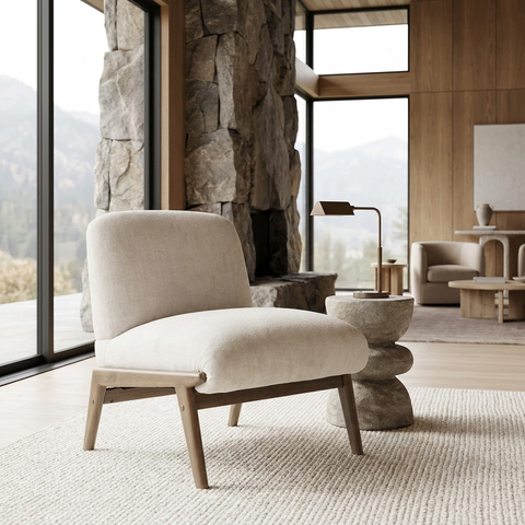 Lisson Beige Velvet Accent Chair