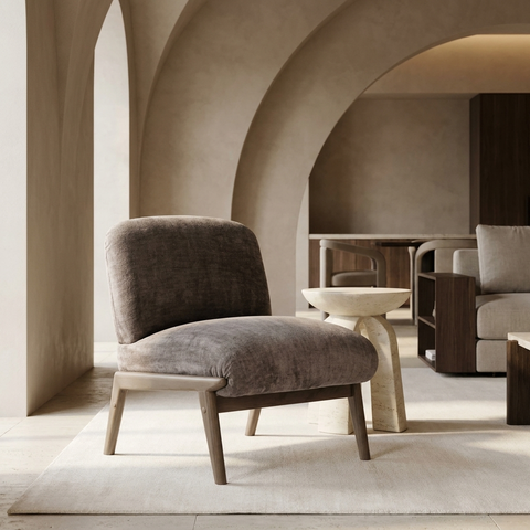 Lisson Dark Taupe Velvet Accent Chair