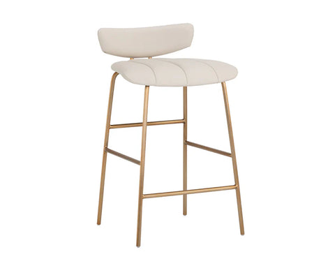 Lorelei Cream Modern Faux Leather Counter Stool -1
