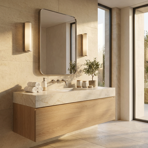 Louvas Polished Nickel Modern Wall Mirror 