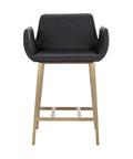 Lucano Black Modern Faux Leather Counter Stool -3