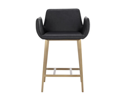 Lucano Black Modern Faux Leather Counter Stool -3