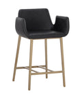 Lucano Black Modern Faux Leather Counter Stool -2