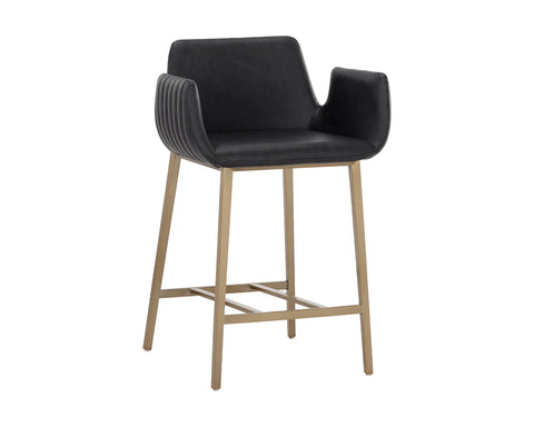 Lucano Black Modern Faux Leather Counter Stool -2