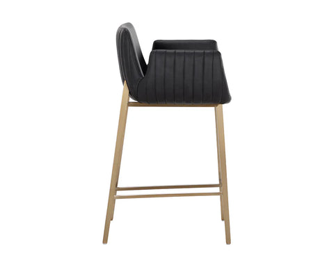 Lucano Black Modern Faux Leather Counter Stool 4